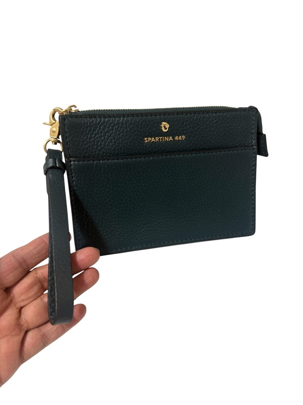 Spartina 449 Forest Green Pebbled Leather Wristlet with Gold Accent